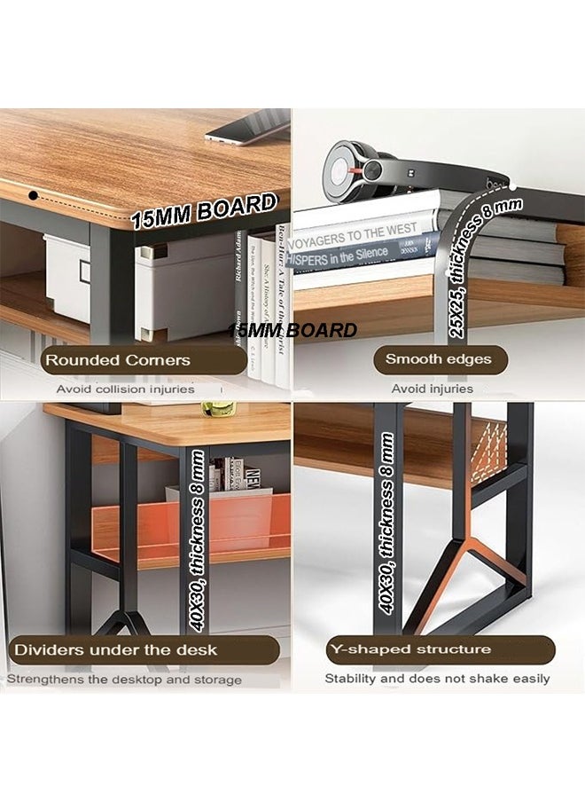 NKX - Multifunctional Computer Table 100 cm And Office Desk With 2 Layer Book Shelf - Image 1