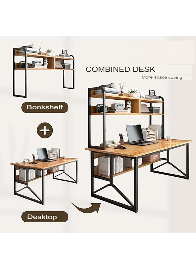 NKX - Multifunctional Computer Table 100 cm And Office Desk With 2 Layer Book Shelf - Image 1