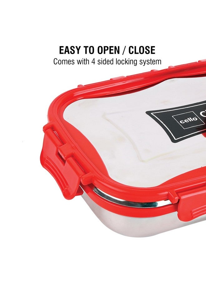 Cello CELLO Click it Steel Insulated Lunch Box, Big, 1024ml, Red | 2 Container Tiffin for Adults | Snacks Tiffin for Kids with Veg Box | Leak-Proof & Unbreakable Lid | Ideal for Office, School, College  - Image 3