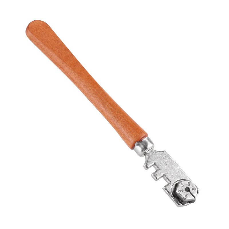 klarako 130MM Glass Cutter,Cutting Tools Glass Oil Cutter,Six Wheel Glass Cutter,Glass Bottles with Wooden Handle - Image 1