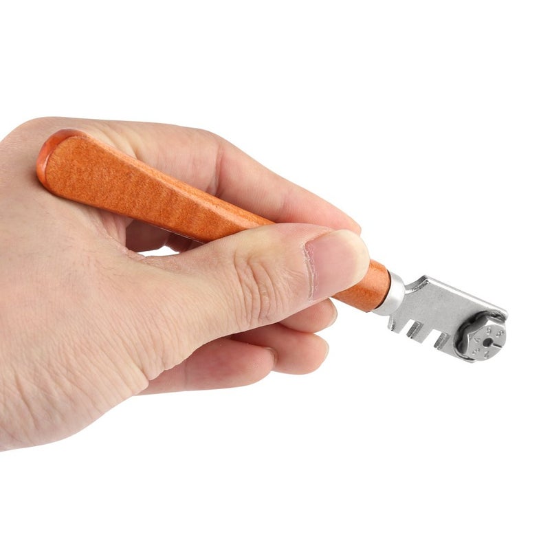 klarako 130MM Glass Cutter,Cutting Tools Glass Oil Cutter,Six Wheel Glass Cutter,Glass Bottles with Wooden Handle - Image 5