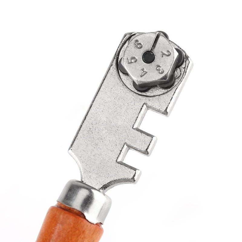 klarako 130MM Glass Cutter,Cutting Tools Glass Oil Cutter,Six Wheel Glass Cutter,Glass Bottles with Wooden Handle - Image 3