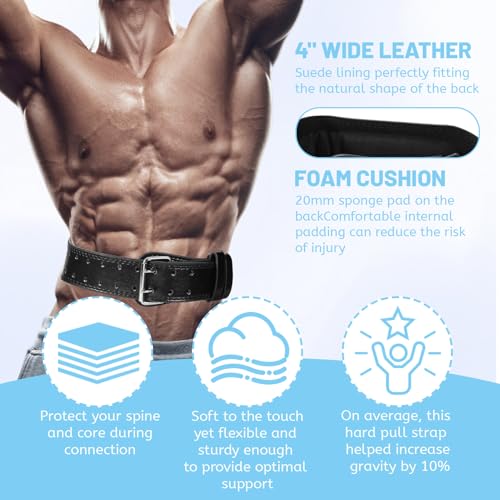 GurZinn 7 MM Leather Weight Lifting Belt for Men and Women with 4 Inches Wide Padded for Weightlifting Deadlift, Cross Training, Power Lifting Workout & Squats Exercise(Black/S) - Image 5