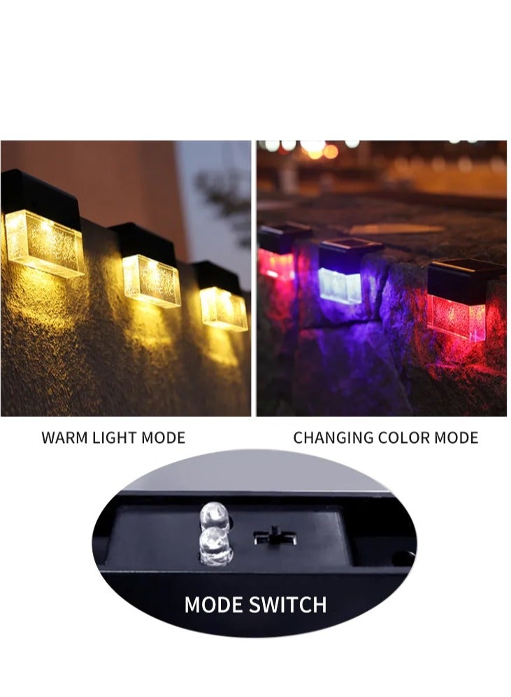Solar Deck Lights, 4Pcs Outdoor Fence Lights Waterproof LED Stair for Deck, Stairs, Step, Yard, Patio, and Pathway - Image 4