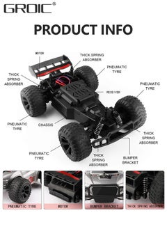 GROIC Remote Control Car - 2.4GHz High Speed Rc Car, Off-Road Hobby Rc Racing Car with Colorful Led Lights and Rechargeable Battery,Electric Toy Car Gift for Boys Girls Kids  - Image 5