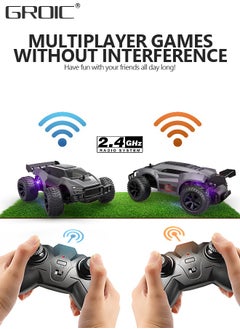 GROIC Remote Control Car - 2.4GHz High Speed Rc Car, Off-Road Hobby Rc Racing Car with Colorful Led Lights and Rechargeable Battery,Electric Toy Car Gift for Boys Girls Kids  - Image 2