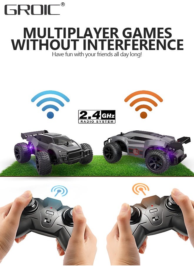 GROIC - Remote Control Car - 2.4GHz High Speed Rc Car, Off-Road Hobby Rc Racing Car with Colorful Led Lights and Rechargeable Battery,Electric Toy Car Gift for Boys Girls Kids - Image 1