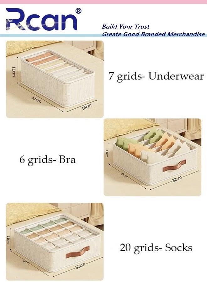 Rcan 3pcs Wardrobe Clothes Organizer Sock Underwear Drawer Organizer Dividers Cell Foldable Linen Dresser Closet Organizers and Storage Bins for Clothing Baby Clothes Bra Panty Scarf Ties Scarves - Image 2