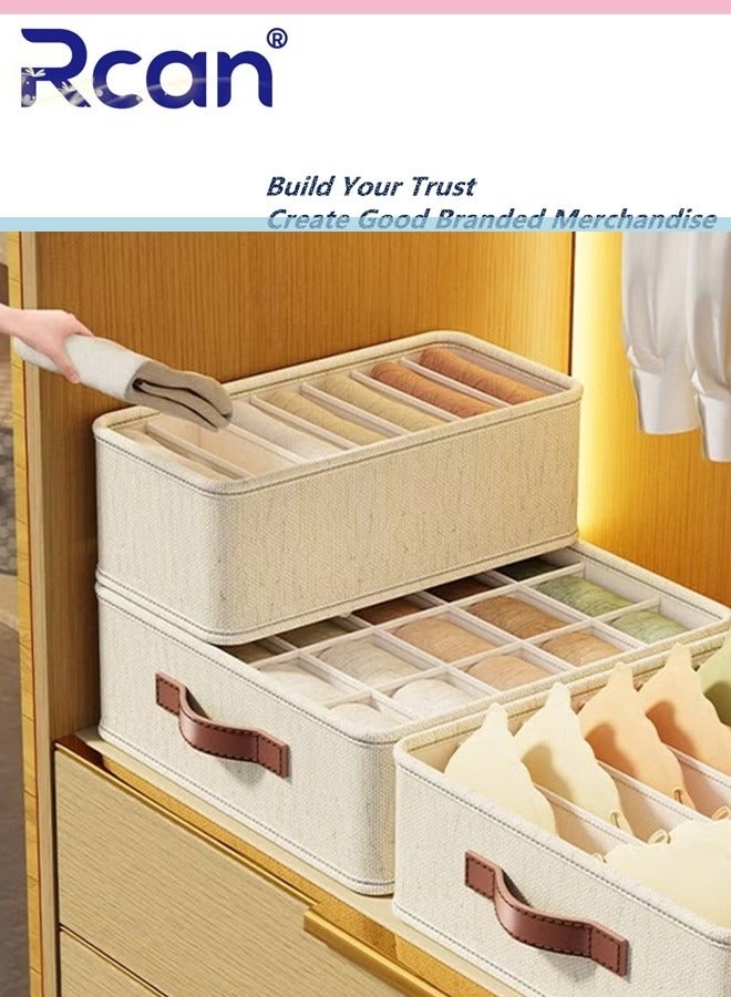 Rcan 3pcs Wardrobe Clothes Organizer Sock Underwear Drawer Organizer Dividers Cell Foldable Linen Dresser Closet Organizers and Storage Bins for Clothing Baby Clothes Bra Panty Scarf Ties Scarves - Image 5