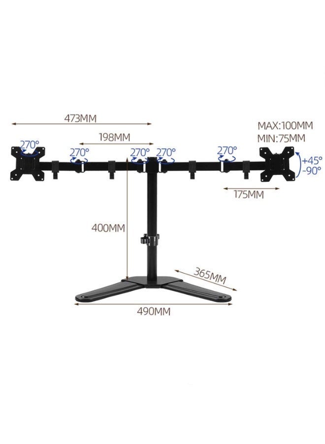 Dual Monitor Stand,Desk Mount,Freestanding Full Motion Monitor Desk Mount Fits 2 Screens up to 32 inches, Dual Monitor Arm Fits up to 22 lbs, VESA 75x75/100x100mm,Black - Image 3