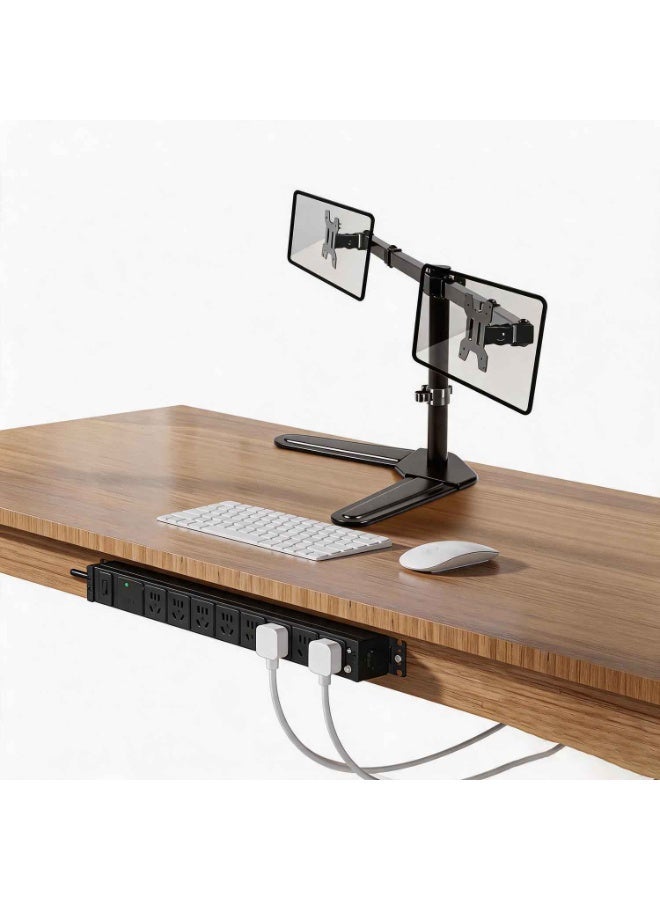 Dual Monitor Stand,Desk Mount,Freestanding Full Motion Monitor Desk Mount Fits 2 Screens up to 32 inches, Dual Monitor Arm Fits up to 22 lbs, VESA 75x75/100x100mm,Black - Image 1