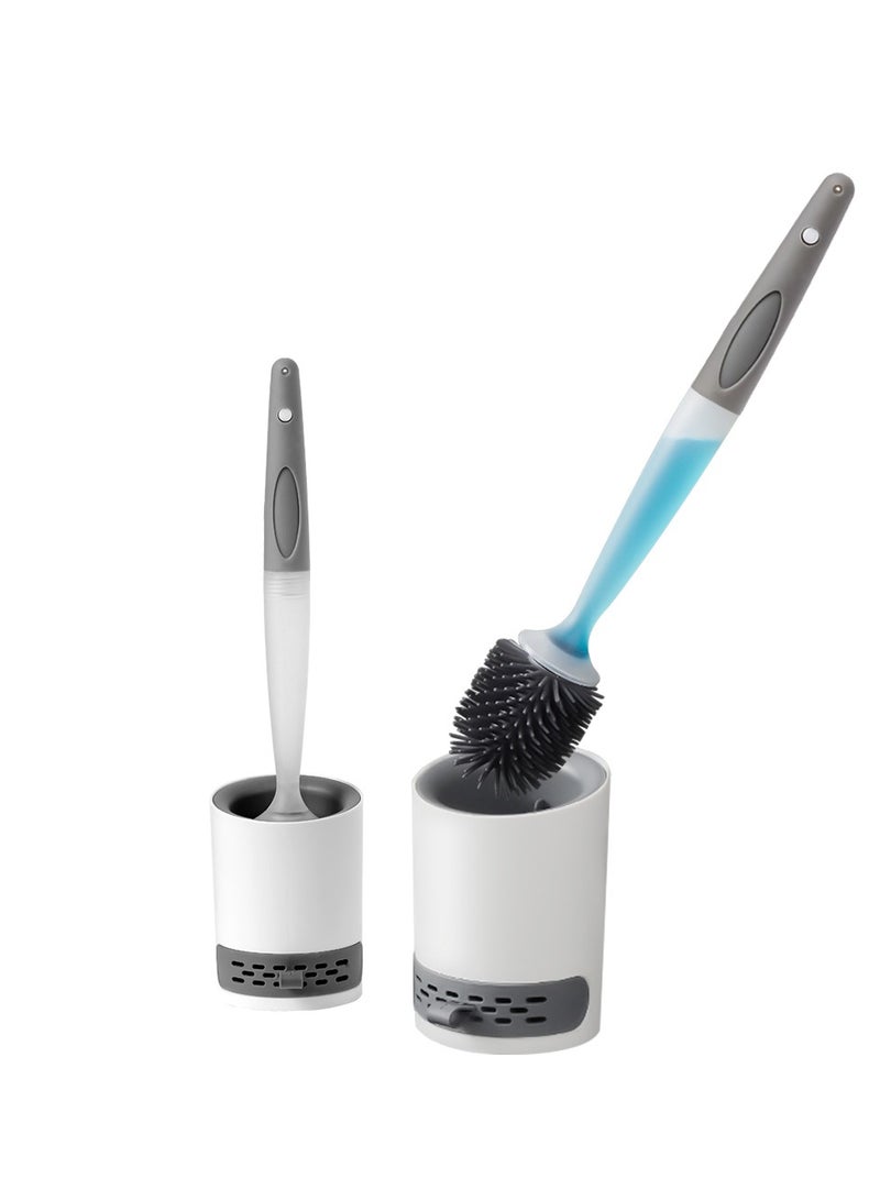 Home Care Durable TPR Silicone Toilet Cleaning Brushes Long Handle Wall Mounted Toilet Brush With Soap Dispenser - Image 1