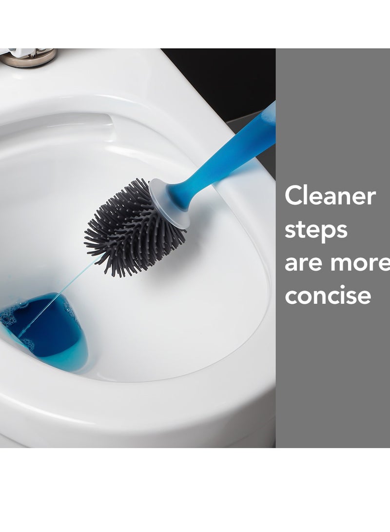 Home Care Durable TPR Silicone Toilet Cleaning Brushes Long Handle Wall Mounted Toilet Brush With Soap Dispenser - Image 3
