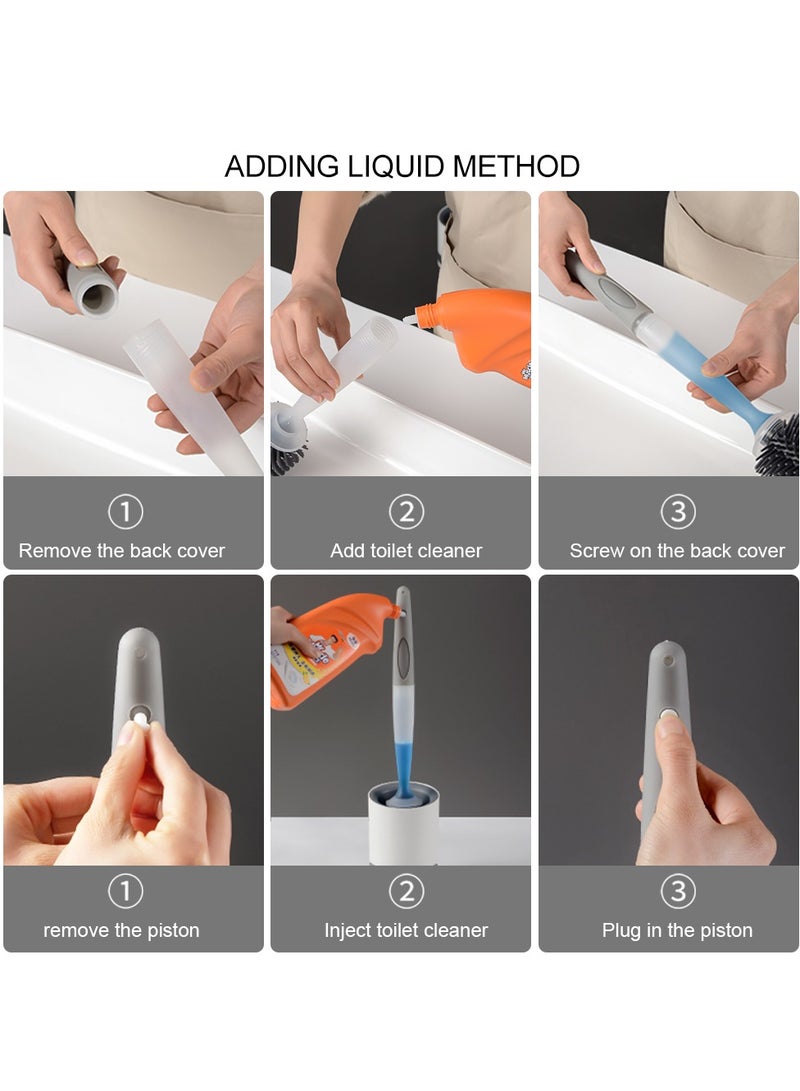 Home Care Durable TPR Silicone Toilet Cleaning Brushes Long Handle Wall Mounted Toilet Brush With Soap Dispenser - Image 4