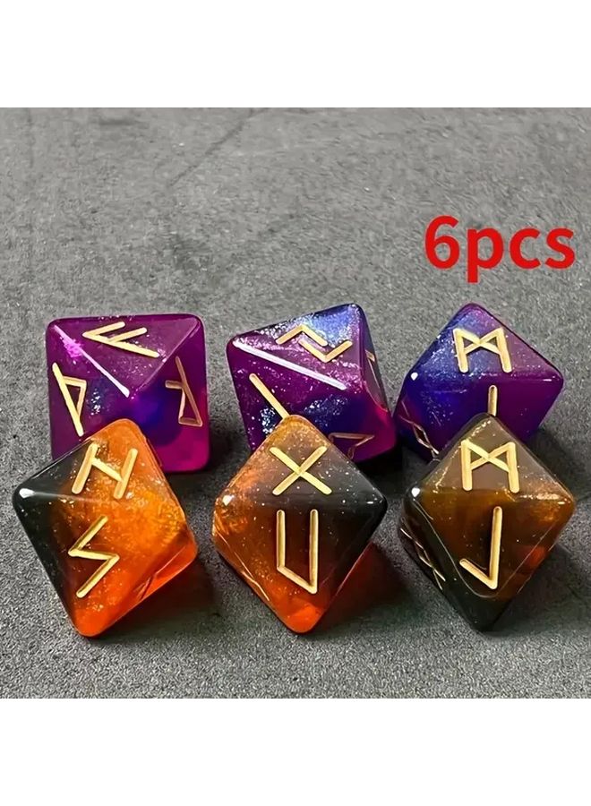 2 Sets Mixed 6pcs Starry Sky Rune Dice Two Color Acrylic For Future Prediction Wish Fulfillment Christmas New Year Gift - Image 1