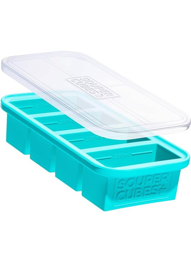Excellence - Cubes Extra-Large Silicone Ice Cube Tray with Lid - 2 pack - makes 8 perfect 1cup portions - freeze soup broth or sauce - Image 1