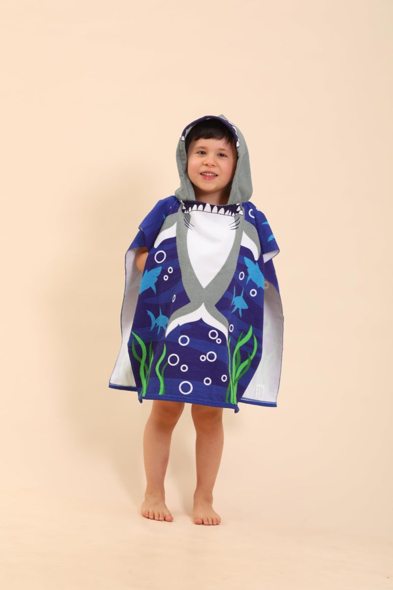 TEHALK Shark Hooded Towels for Kids, Kids Beach Towels for Boys/Girls, Swimming Towels/Towel Robes/Wearable Towels/Pool Towels for Kids 2-10, Poncho Beach Towels for Kids, Hooded Beach Towels for Toddler - Image 1