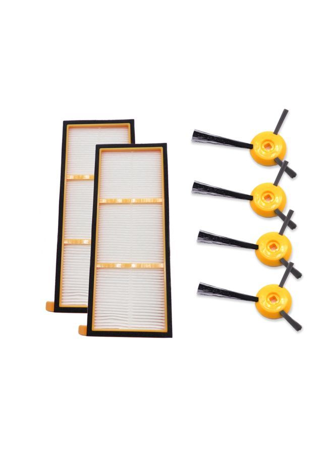 NIBEMINENT 6-Piece Replacement Side Brushes And Filter Set H24301-14 White/Black/Yellow - Image 2