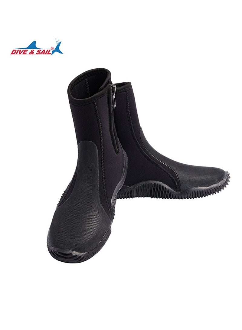 DIVE & SAIL Diving Boots 5MM Men And Women's Beach Surfing Non-slip Water Shoes Anti-coral Snorkeling Fins Equipment Black - Image 2