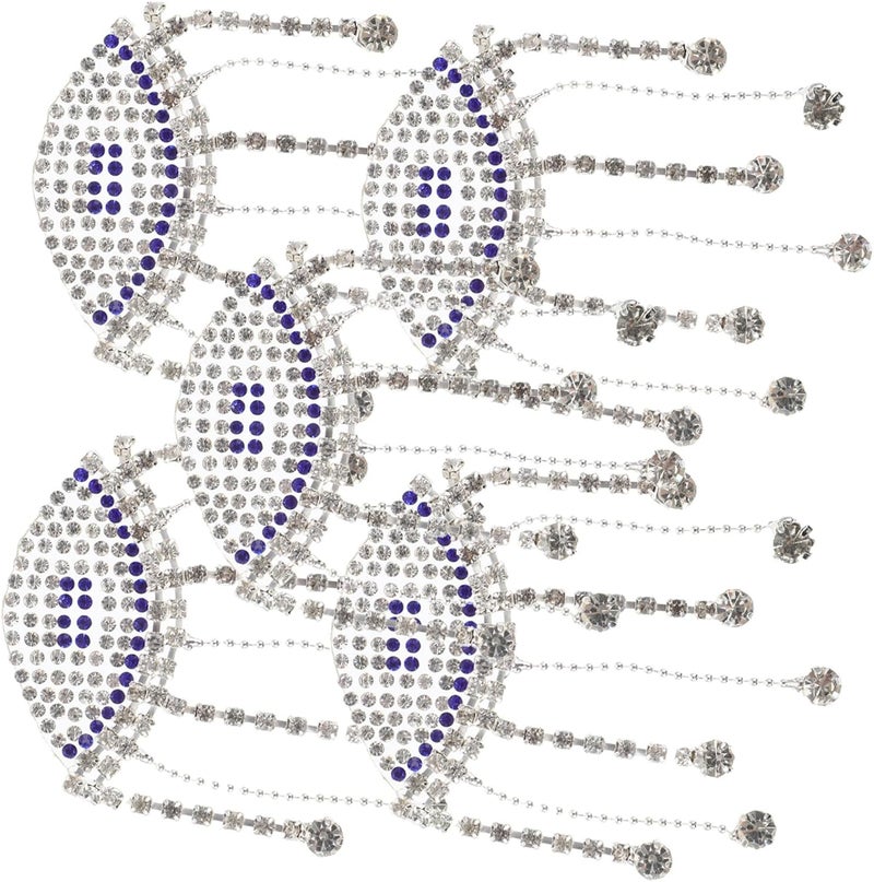 5pcs Rhinestone Eye Shaped Applique Patch DIY Sewing Garment Decoration Tassel Embellishment for Clothing Jackets Jeans Accessories - Image 1