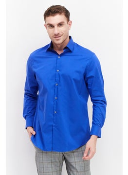 Van Heusen Men Regular Fit Plain Long Sleeves Dress Shirt, Blue  - Image 1