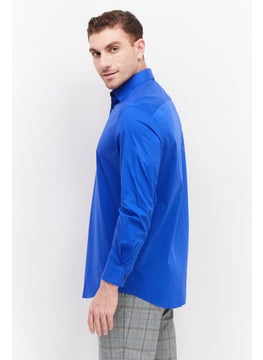 Van Heusen Men Regular Fit Plain Long Sleeves Dress Shirt, Blue  - Image 2