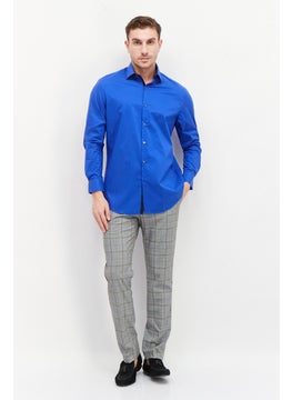 Van Heusen Men Regular Fit Plain Long Sleeves Dress Shirt, Blue  - Image 3