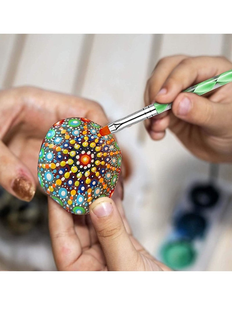 Bluejw Dotting Tools for Nail Art Dot Painting Tool with Brush Rock and Mandalas Set Polish Paint Manicure Zoom in Brushes - Double-Ended Kit Elegant Pen Shiny Handles - Image 2