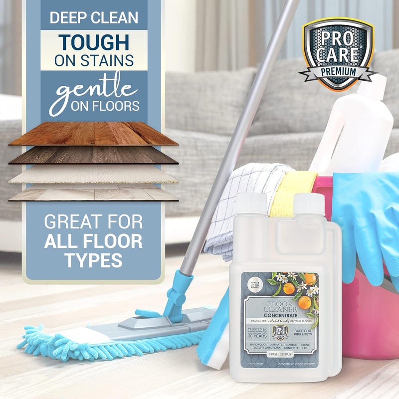 Procare Citrus Floor Cleaner Concentrate (Made in USA) | Vinyl, Wood, Tile, Stone & Laminate Floor Cleaner For Mopping, Household Supplies, Cleaning Solution Concentrate For Kitchen & Bathroom - 8oz - Image 3