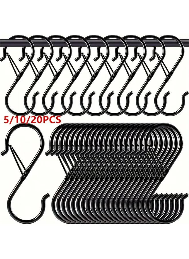 HTCELLE 10pcs Heavy Duty S Hooks With Safety Lock Silvery Rust Resistant Iron - Image 2