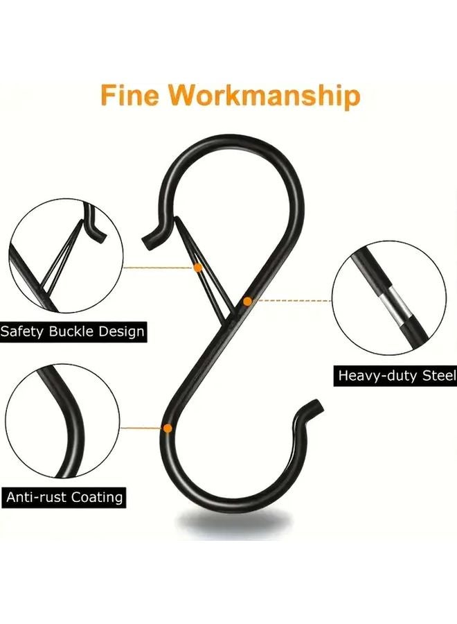 HTCELLE 10pcs Heavy Duty S Hooks With Safety Lock Silvery Rust Resistant Iron - Image 4