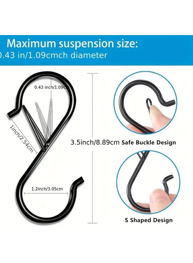 HTCELLE 10pcs Heavy Duty S Hooks With Safety Lock Silvery Rust Resistant Iron - Image 3