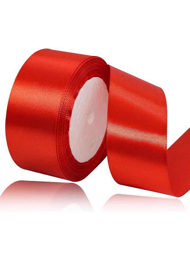 Share the Love شارك الحب شريط ساتان 40 مم - 25 ياردة طول - أحمر - شريط حرفة ناعم ولامع لتغليف الهدايا، الزينة، الأعمال اليدوية والخياطة