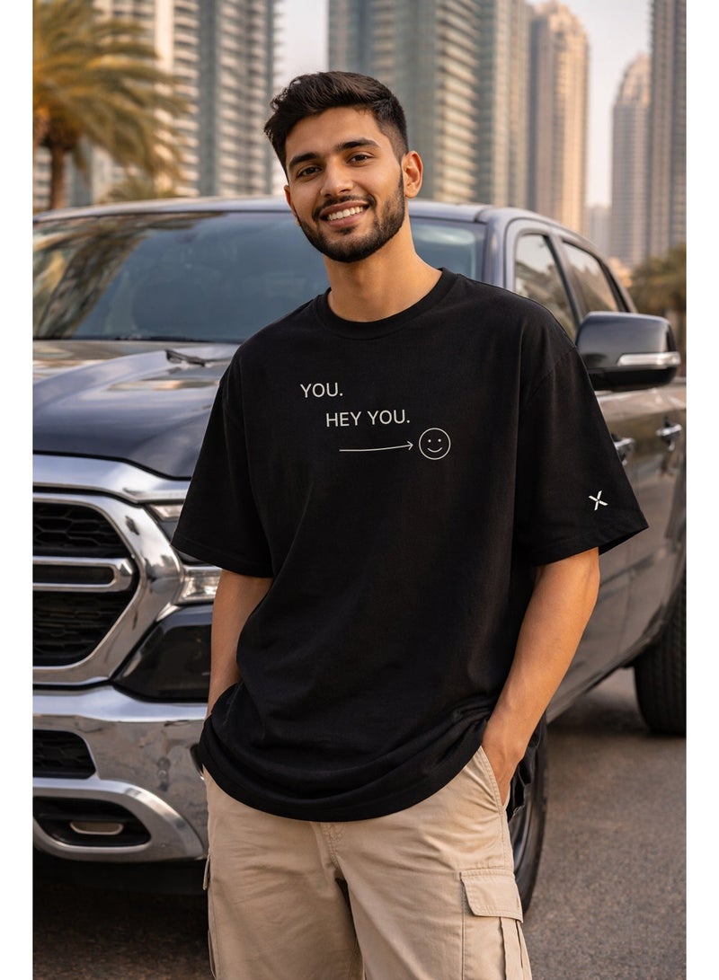 NOMAiX You Hey You T-Shirt | Graphic Oversized Tee | Streetwear Slogan | Oversized Drop Shoulder | Unisex | Made in UAE - Image 3