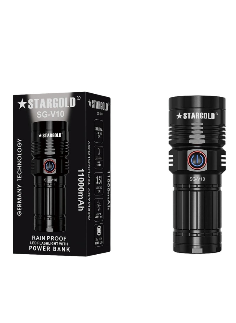 Stargold Rechargeable LED Flashlight With Power Bank Germany Technology 40W LED 11000mAh Rain Proof LED Light  - Image 3
