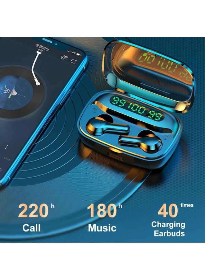 ارواق سماعات أذن داخلية R3 لاسلكية حقيقية بتقنية بلوتوث 5.0 مع علبة شحن – أسود - Image 3