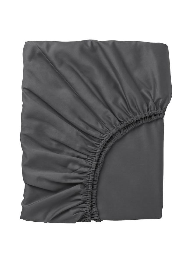 Generic Fitted sheet, dark grey, 180x200 cm  - Image 1