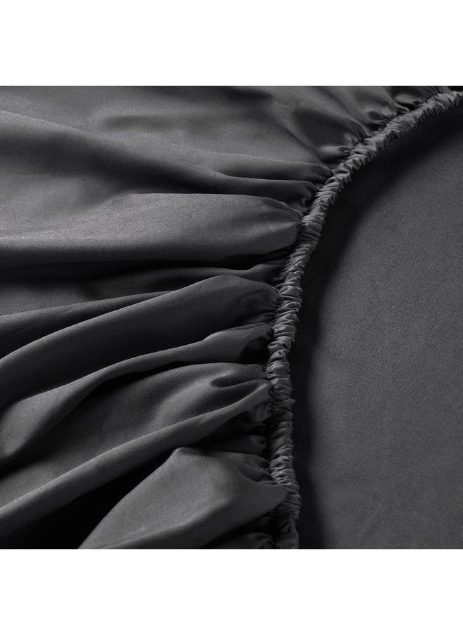 Generic Fitted sheet, dark grey, 180x200 cm  - Image 5