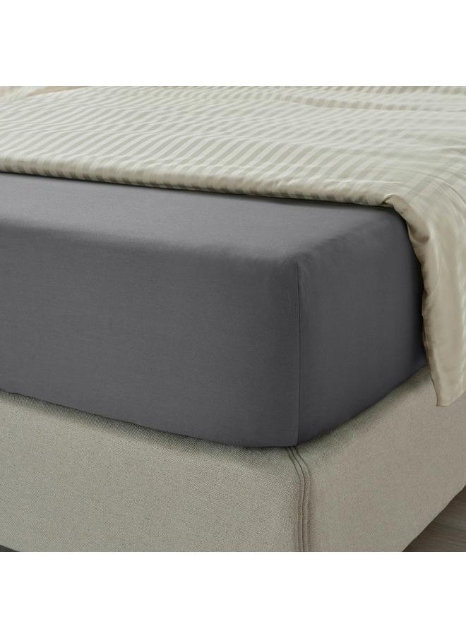 Generic Fitted sheet, dark grey, 180x200 cm  - Image 2