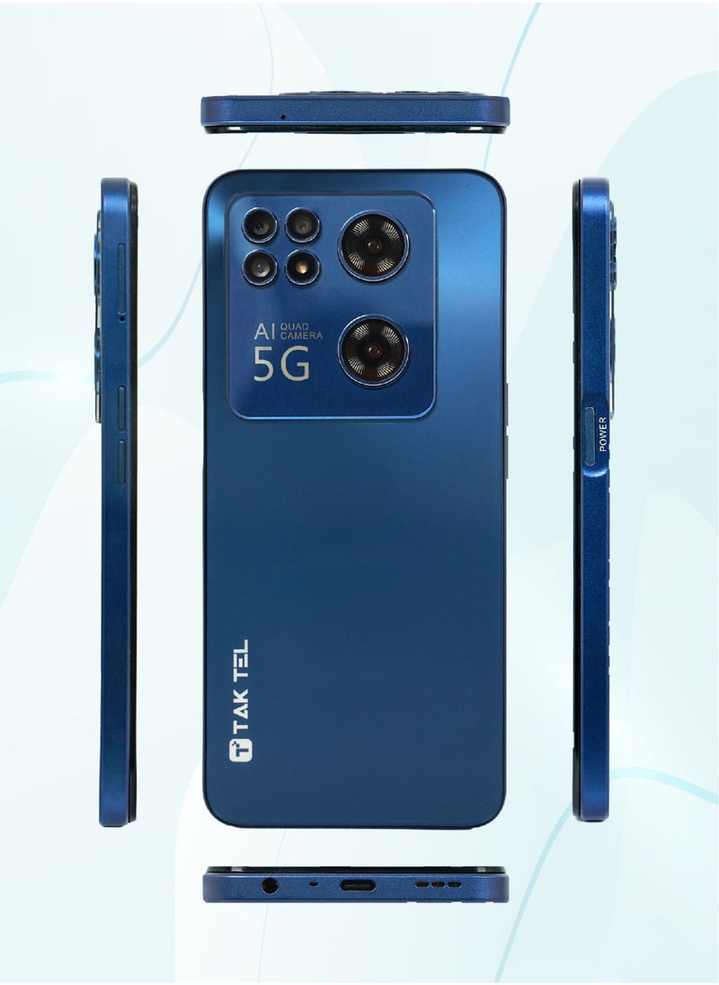 تا كتيل هاتف Spark 70 5G الذكي، كاميرا رباعية النواة بدقة 13 ميجابكسل تعمل بالذكاء الاصطناعي، فتح القفل بالوجه، ذاكرة الوصول العشوائي 16 جيجابايت - تخزين 128 جيجابايت، شاشة FHD + 90 هرتز (أزرق)  - Image 2