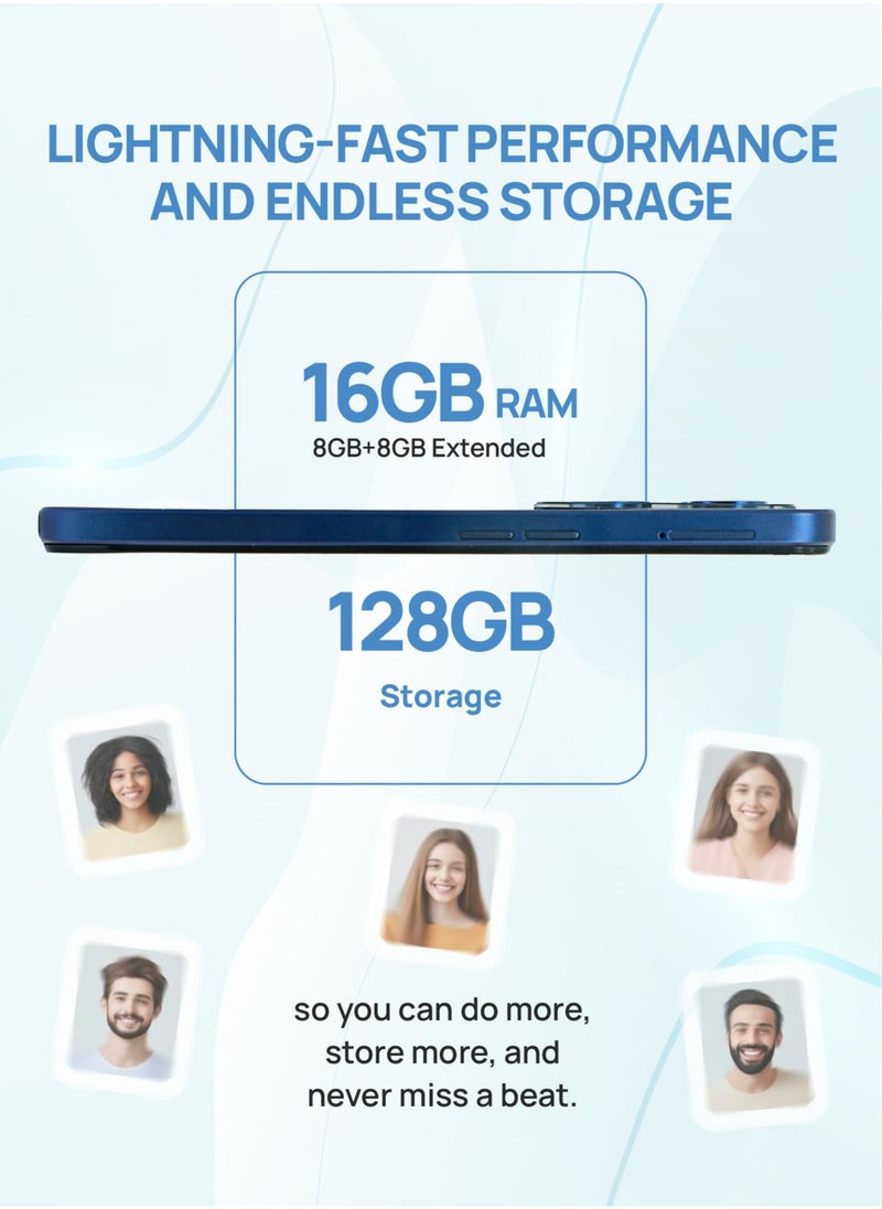 تا كتيل - هاتف Spark 70 5G الذكي، كاميرا رباعية النواة بدقة 13 ميجابكسل تعمل بالذكاء الاصطناعي، فتح القفل بالوجه، ذاكرة الوصول العشوائي 16 جيجابايت - تخزين 128 جيجابايت، شاشة FHD + 90 هرتز (أزرق) - Image 1