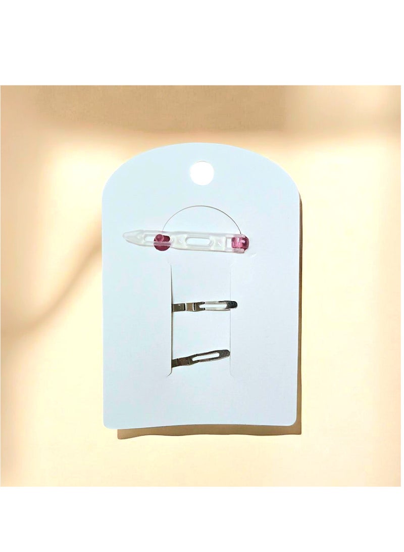 مجموعة من ٣ كلبس للشعر / وردي * ازرق - Image 2