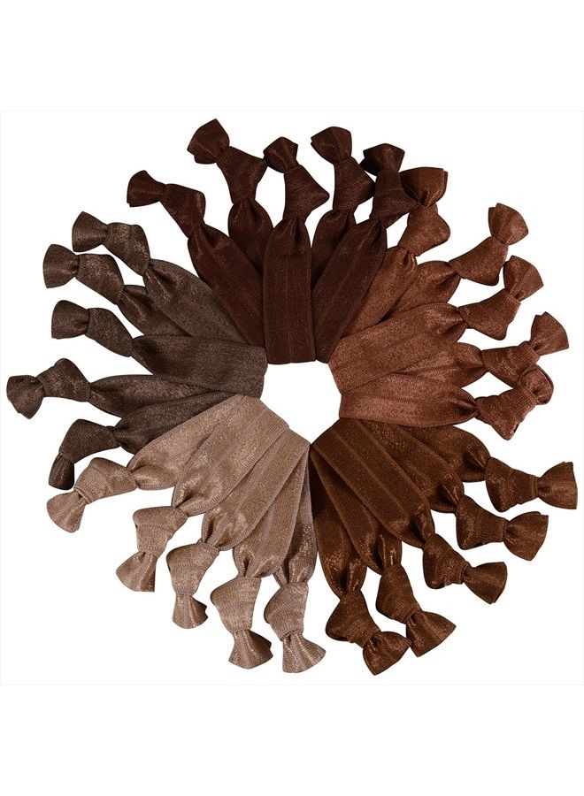 Cyndibands Brunette Ribbon Hair Ties, Gentle Elastic Ponytail Holders, 25 Count - Image 1