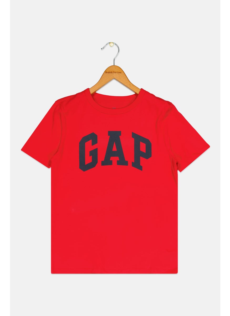 GAP - Kids Boy Round Neck Short Sleeve Brand Logo T-Shirts, Red - Image 1