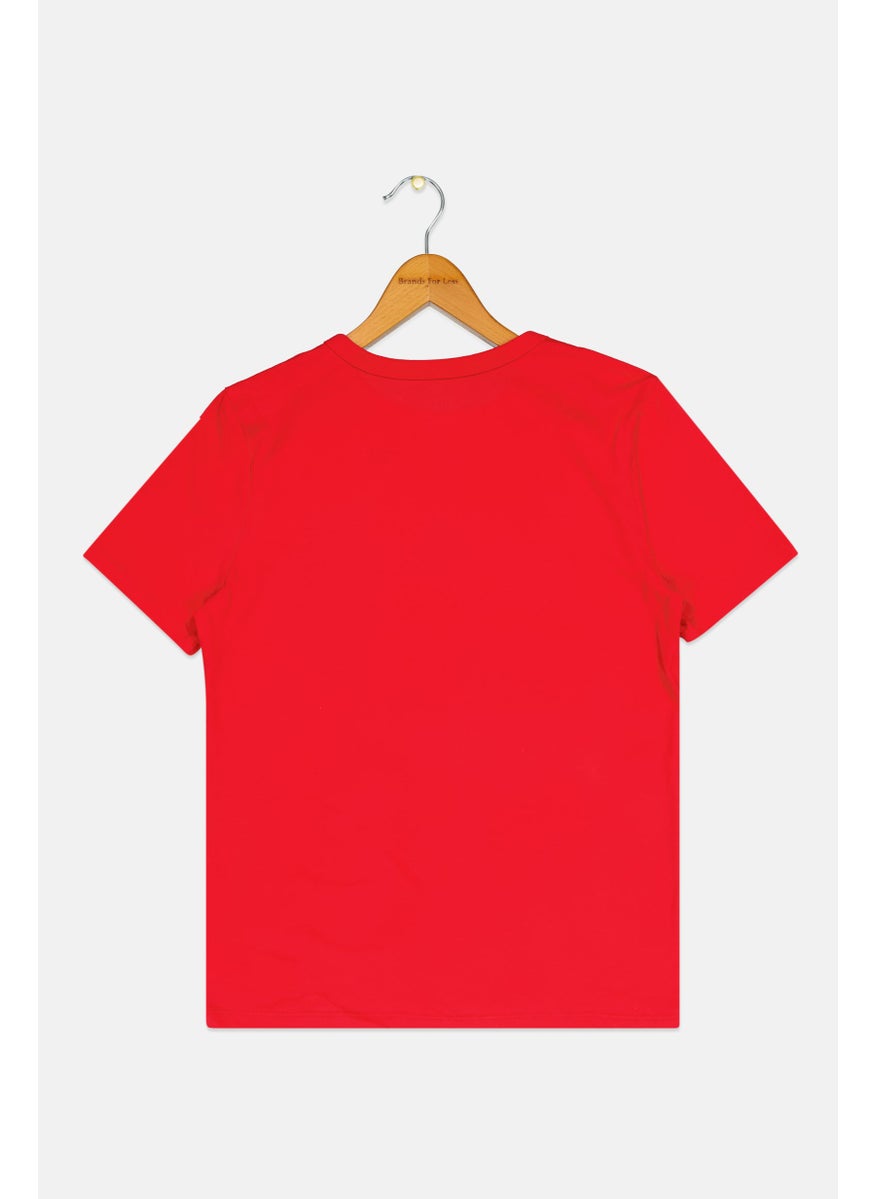GAP - Kids Boy Round Neck Short Sleeve Brand Logo T-Shirts, Red - Image 1