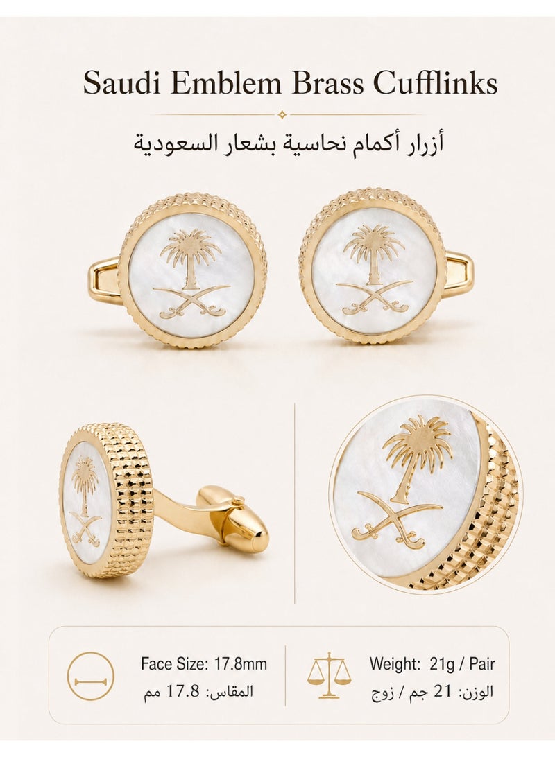 فوريكاسا طقم هدايا رجالي فاخر - أزرار أكمام نحاس مطلي بالذهب بشعار المملكة وقلم ذهبي أنيق في صندوق هدايا من الجلد (PU) - Image 2