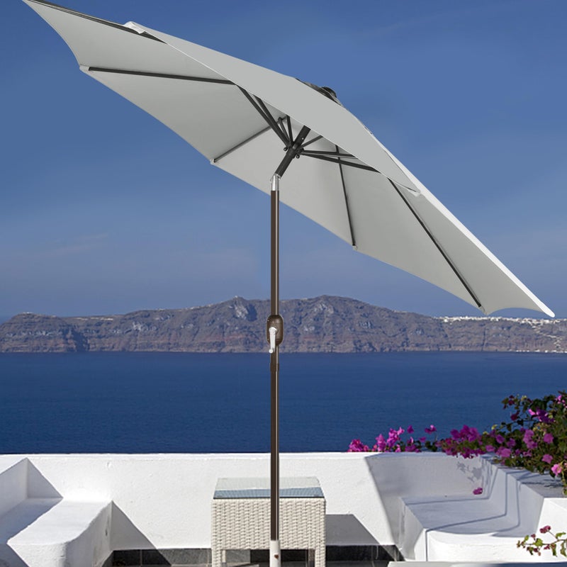 Blissun 9' Outdoor Patio Umbrella, Outdoor Table Umbrella, Yard Umbrella, Market Umbrella with 8 Sturdy Ribs, Push Button Tilt and Crank (Grey) - Image 5