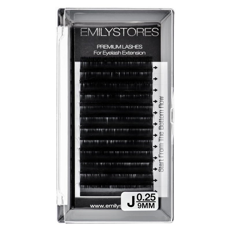 EMILYSTORES Lash Extensions 0.25mm Thickness J Curl 9mm Length Volume Individual Semi-Dull Black Eyelashes For Eyelash Extensions (0.25,J,9mm)