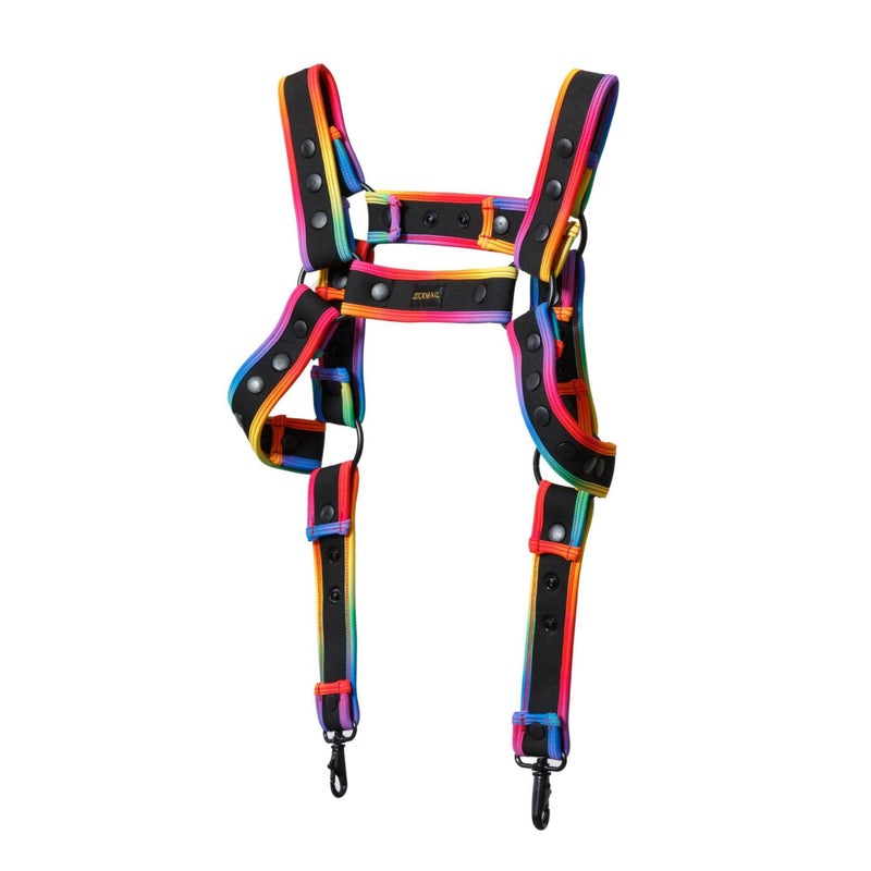 JOCKMAIL Men's Body Chest Harness Adjustable Elastic Waistband Sexy Underwear Halter Belt for Men (rainbow) - Image 4