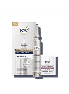 Derm Correxion Fill + Treat Advanced Retinol Serum, Wrinkle Filler Treatment with Hyaluronic Acid for Forehead Wrinkles, Crow's Feet, Eleven Wrinkles, and Laugh Lines, 15ml